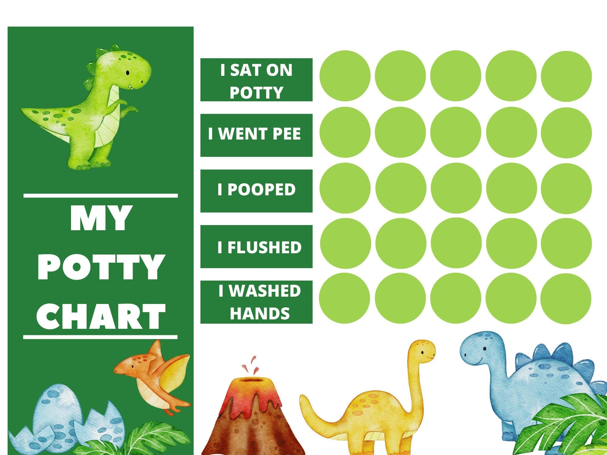 Printable Dinosaur Potty Training Chart With Stickers | Instant with Dinosaur Potty Chart Printable Free