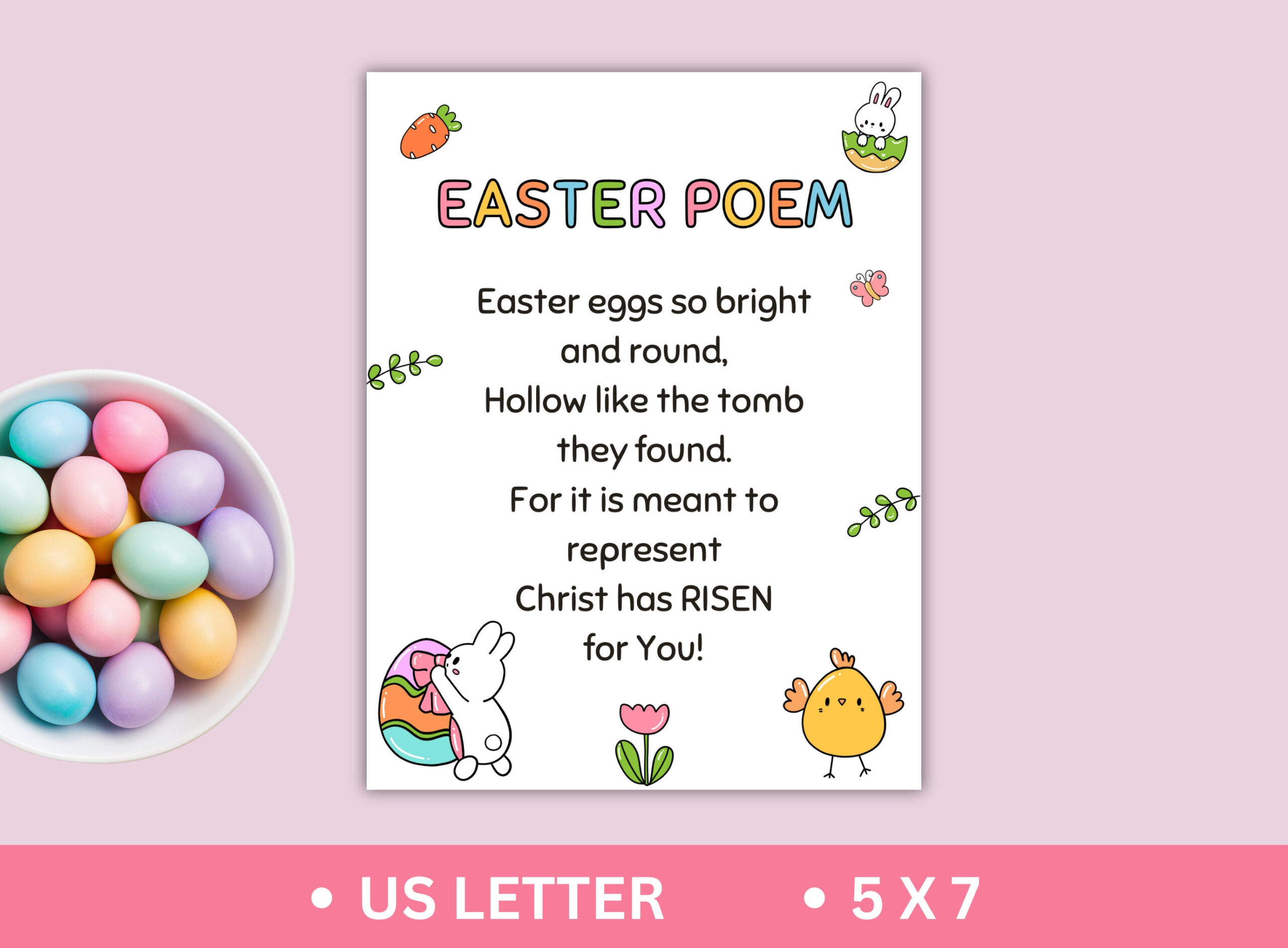 Printable Easter Poem For Kids, Religious Easter Story, Easter in Free Printable Religious Easter Poems