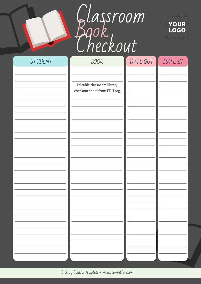 Printable Library Checkout Sheet Templates regarding Free Printable Library Checkout Sheets