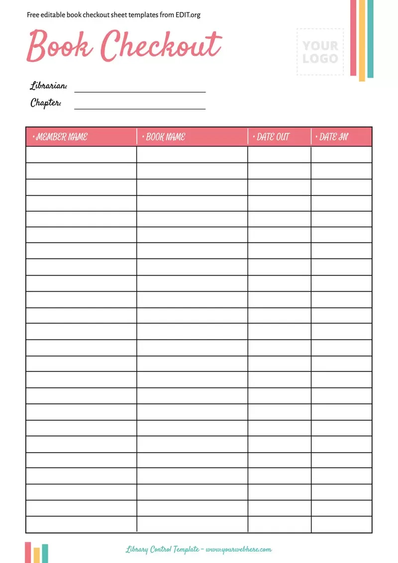 Printable Library Checkout Sheet Templates with regard to Free Printable Library Checkout Sheets