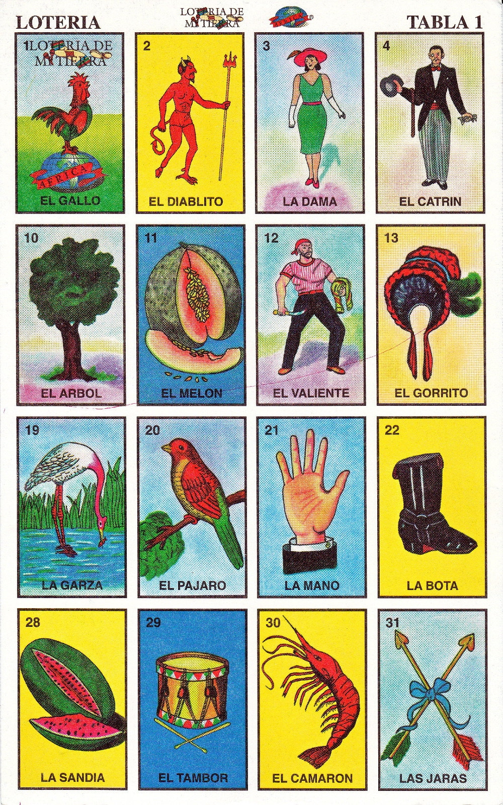 Printable Loteria Cards, The Complete Set Of 10 Tablas, Printable for Free Printable Loteria Cards
