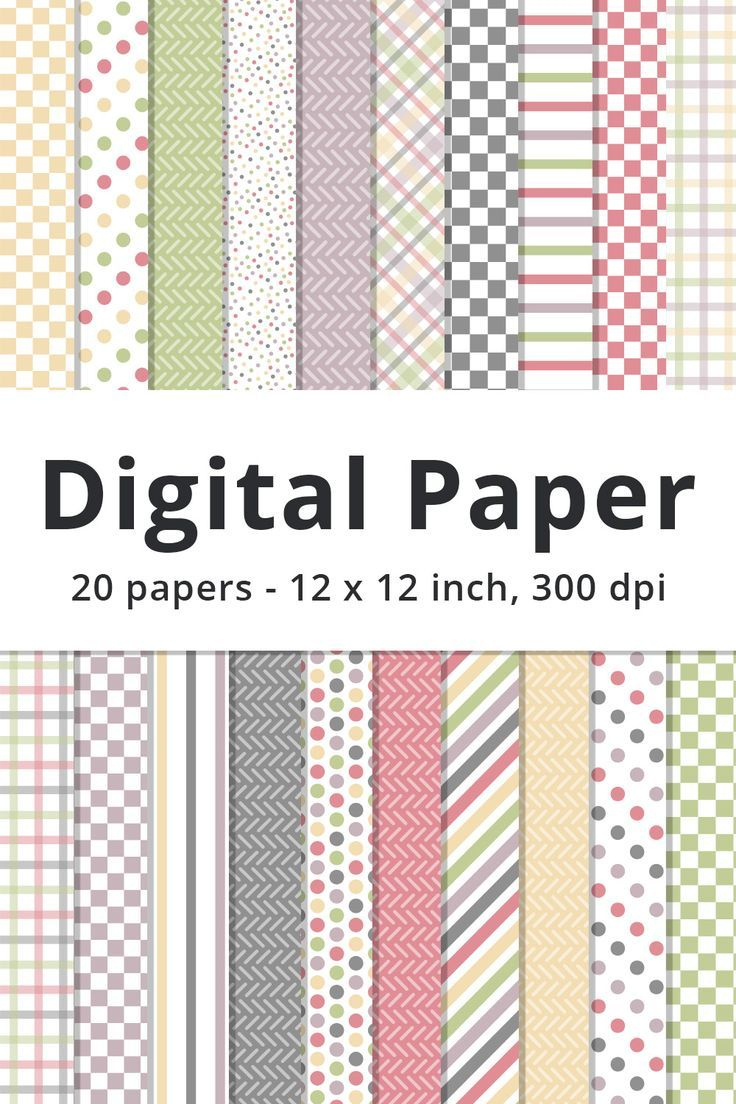 Printable Pastel Digital Paper Patterns - 20 Digital Backgrounds with 12 X 12 Printable Patterns