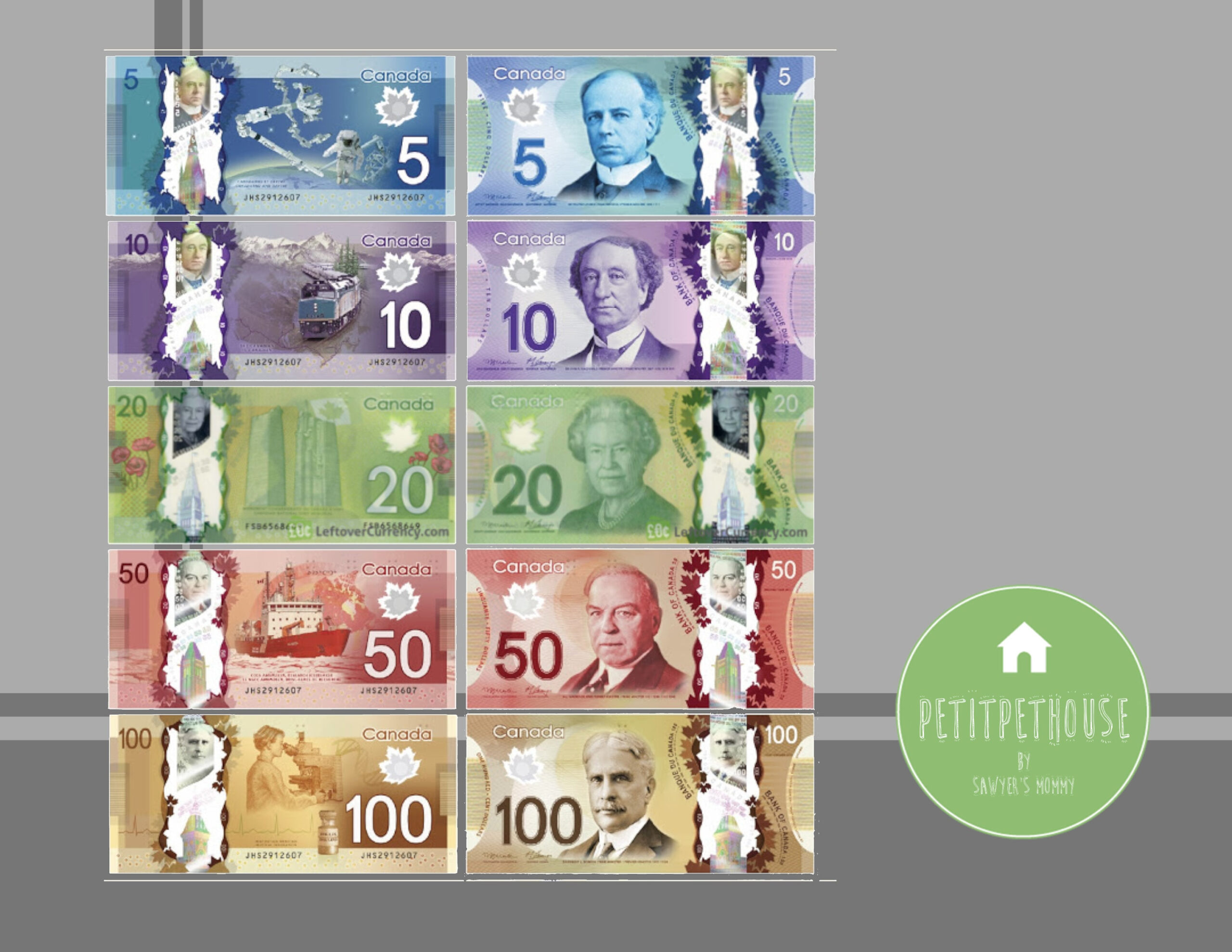 Printable Play Money For Kids Canadian Dollar Cad Money Double in Canadian Play Money Printables Free