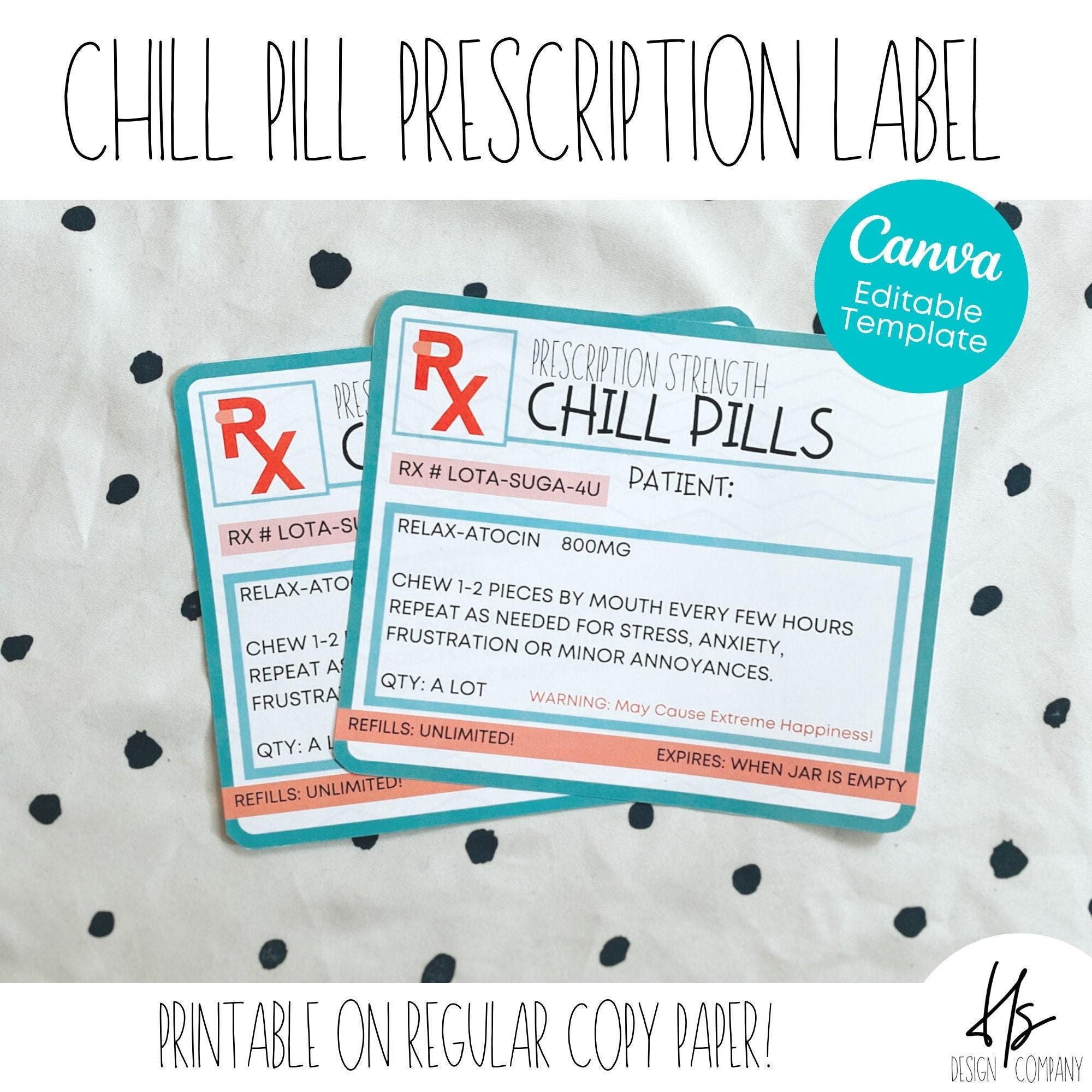 Printable Prescription Chill Pill Candy Jar Label | Nursing Home throughout Free Printable Candy Prescription Labels
