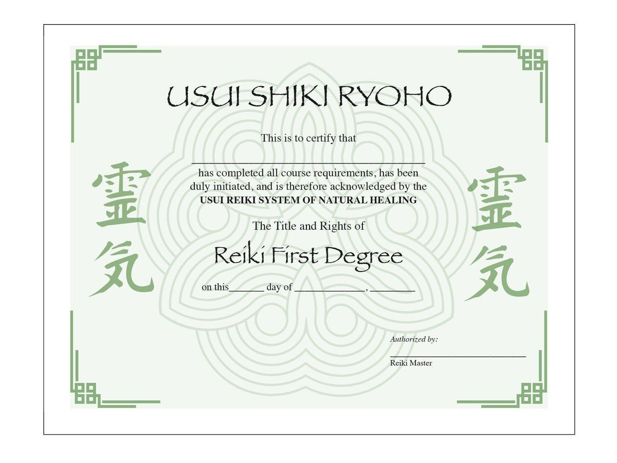 Printable Usui Reiki I Certificate Template pertaining to Free Reiki Templates