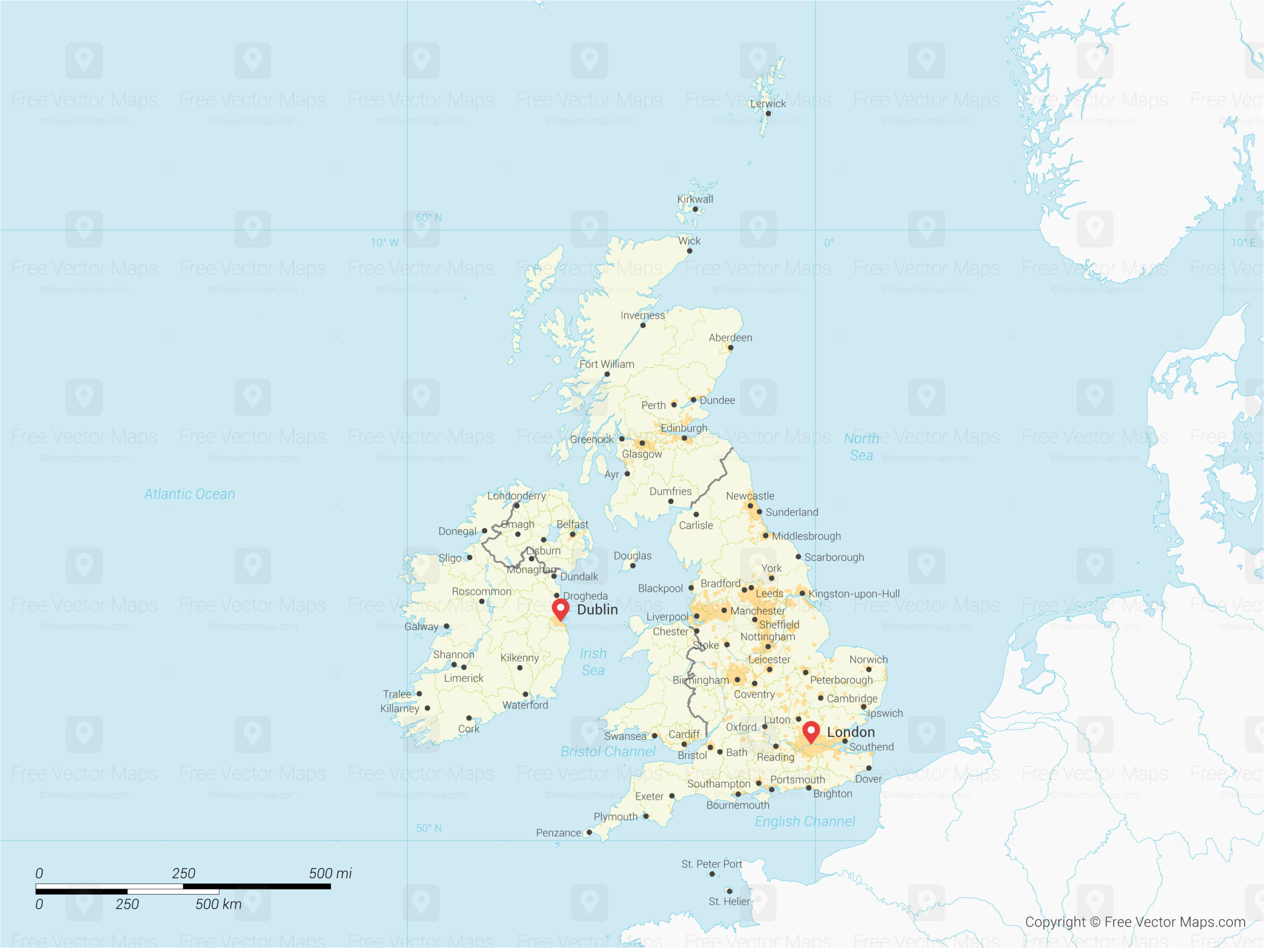 Printable Vector Map Of The United Kingdom &amp;amp; Ireland With Regions regarding Free Printable Map of Great Britain