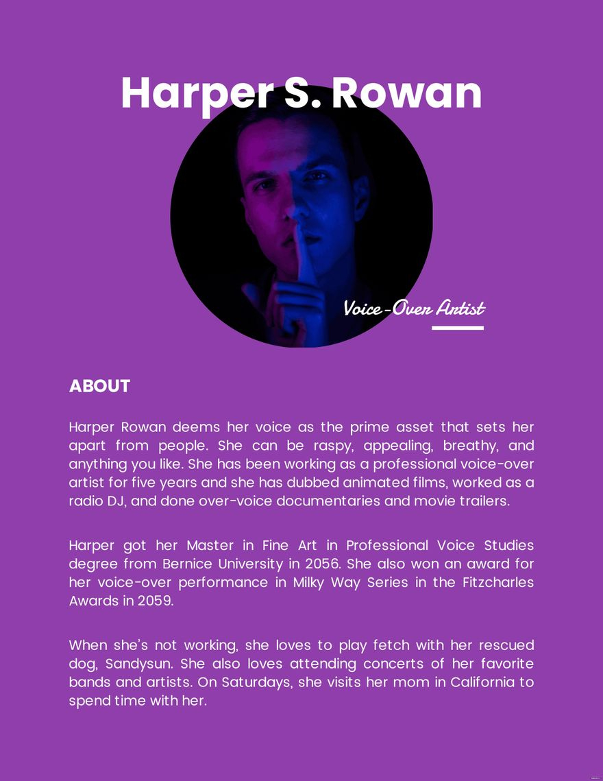 Professional Bio Template For Artist In Word - Download | Template pertaining to Free Dj Bio Templates