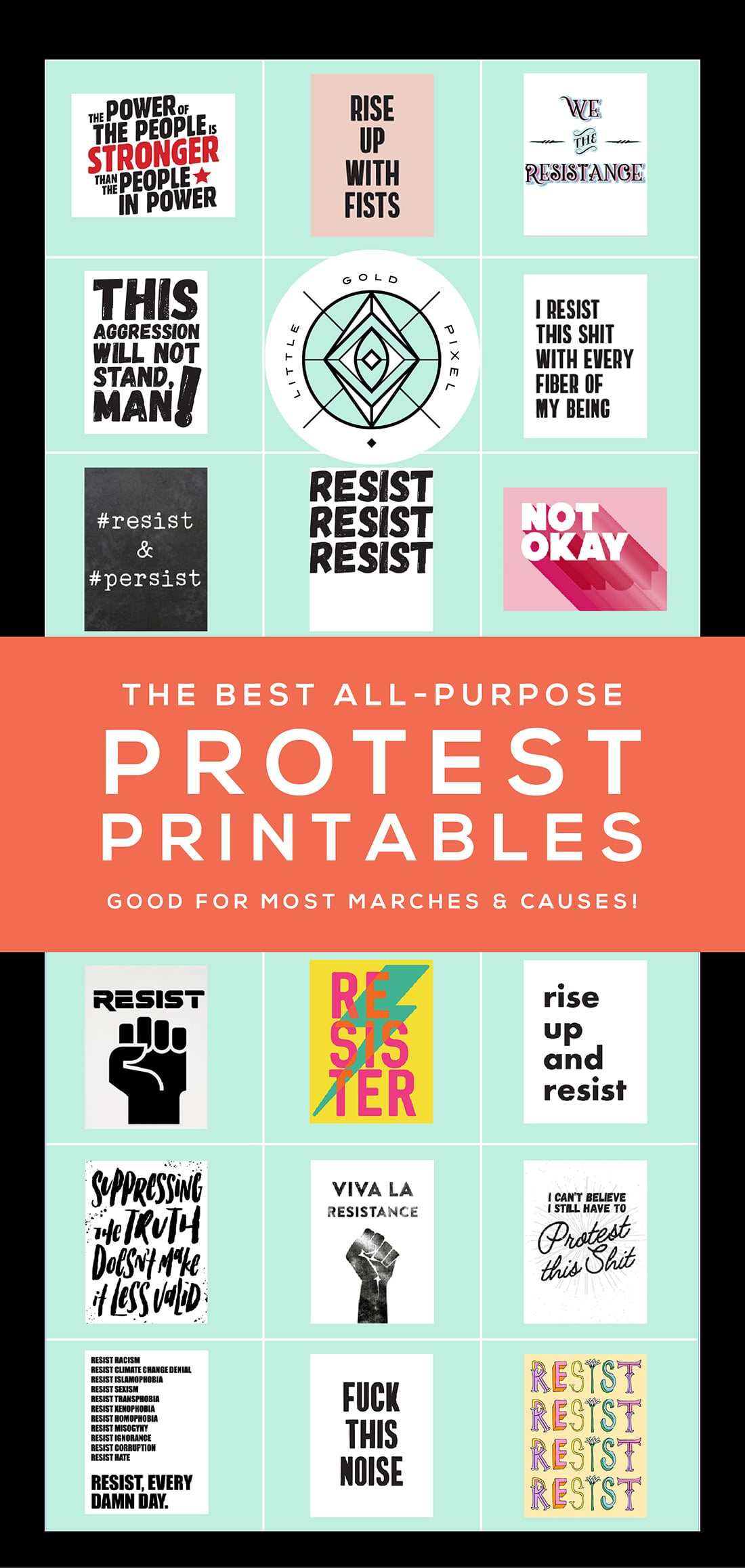 Protest Printables Good For Any March • Little Gold Pixel inside Free Printable Protest Signs