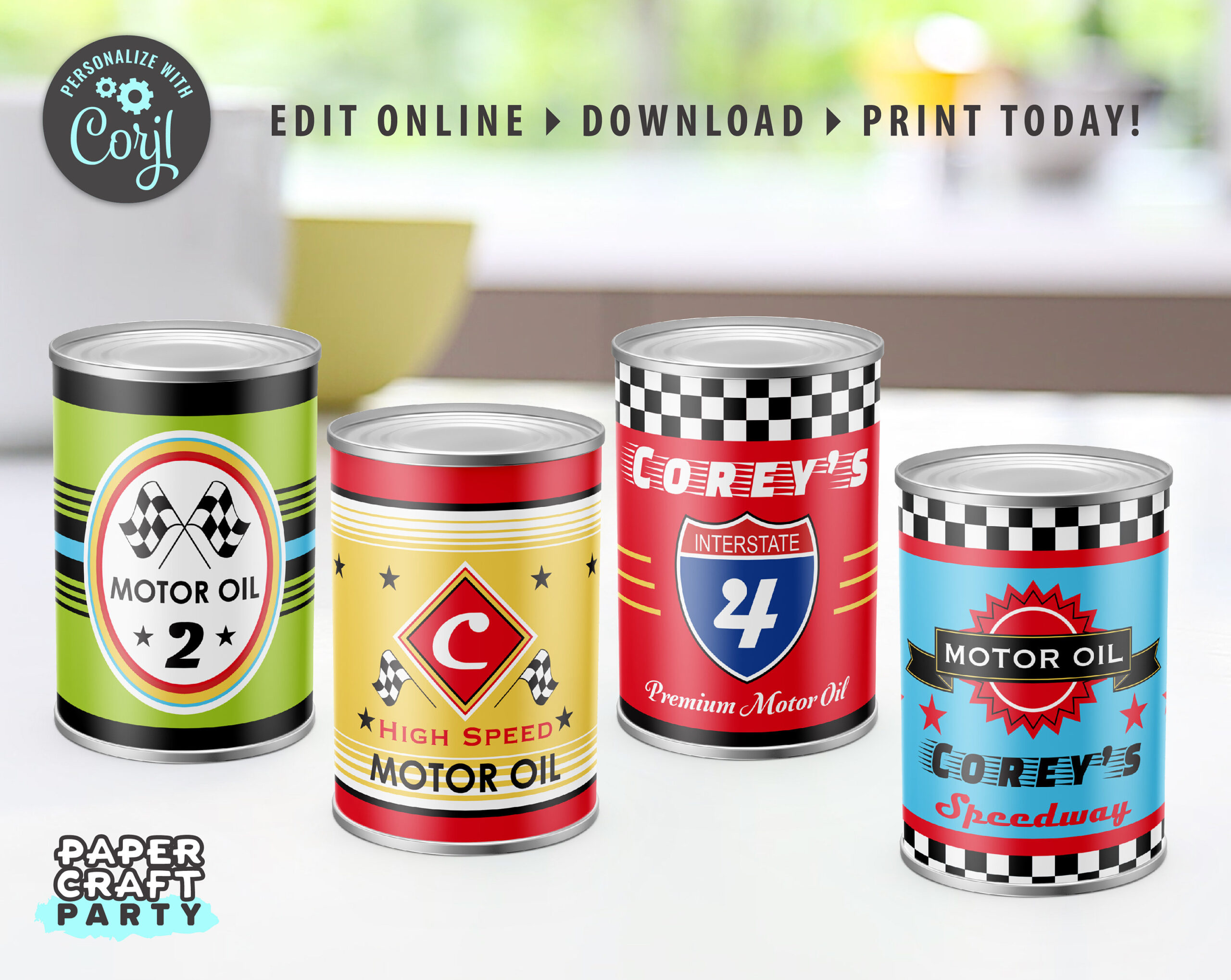 Race Car Printable Motor Oil Can Labels, Edit Online + Download in Free Printable Oil Can Labels