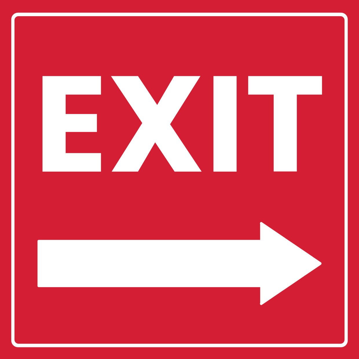 Red And White Right-Pointing Arrow Exit Sign Template | Square Signs with regard to Free Printable Exit Sign Template