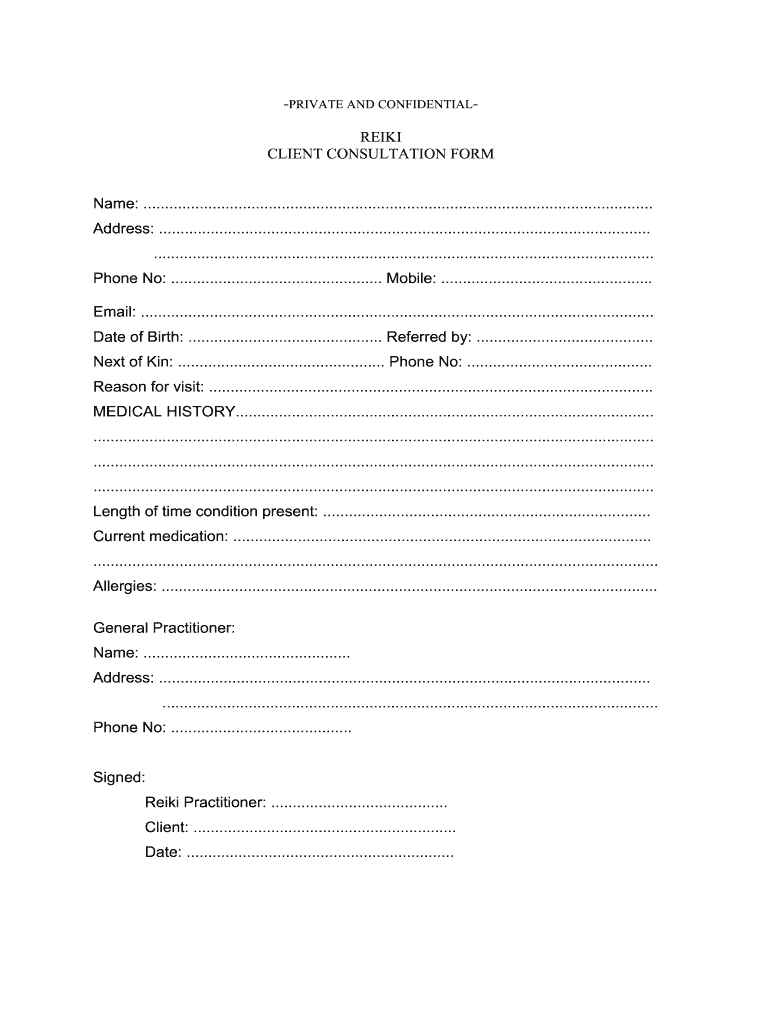 Reiki Consultation Form Template: Fill Out &amp;amp; Sign Online | Dochub within Free Reiki Templates