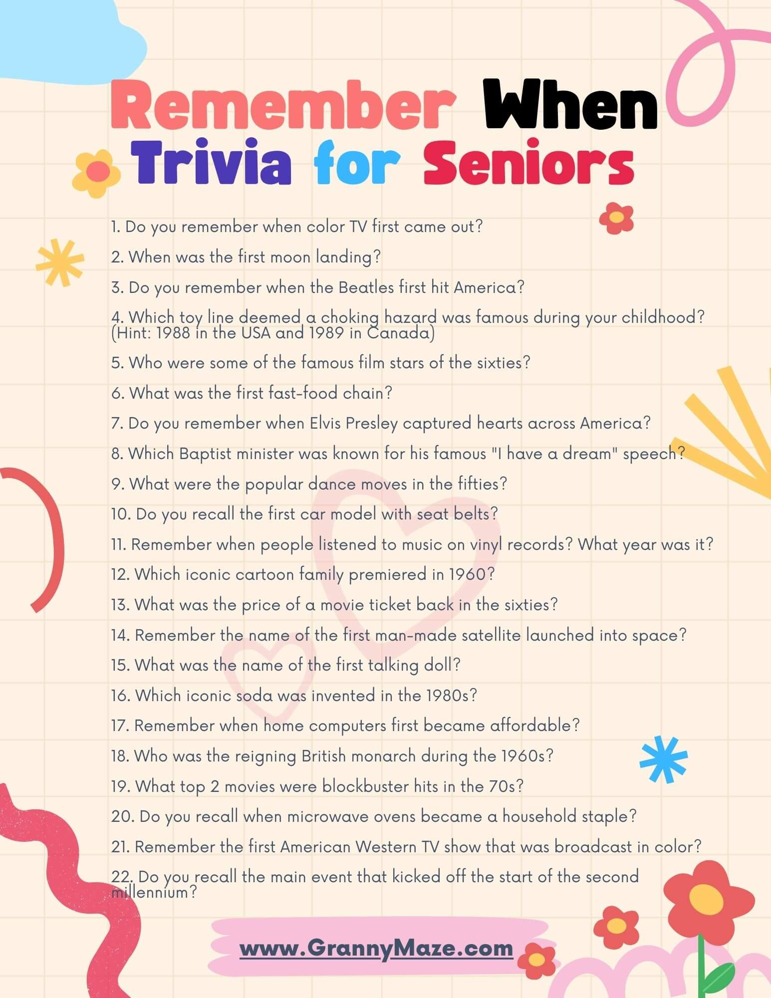 Remember When Trivia For Seniors: Boost Your Brainpower within Free Printable Trivia Questions and Answers For Seniors