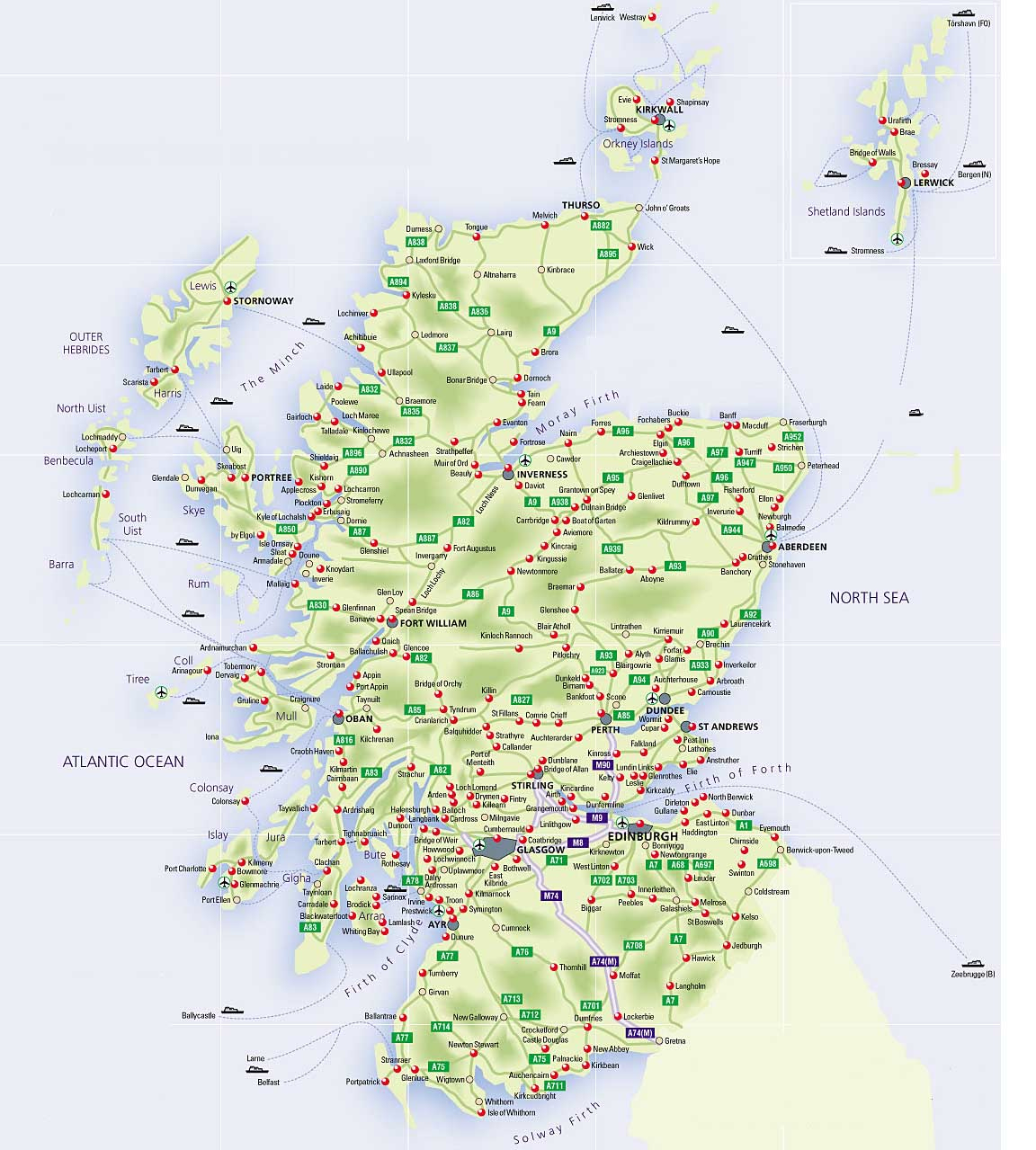 Roadmap Of Scotland - Scotland Info Guide within Printable Map Of Scotland Free