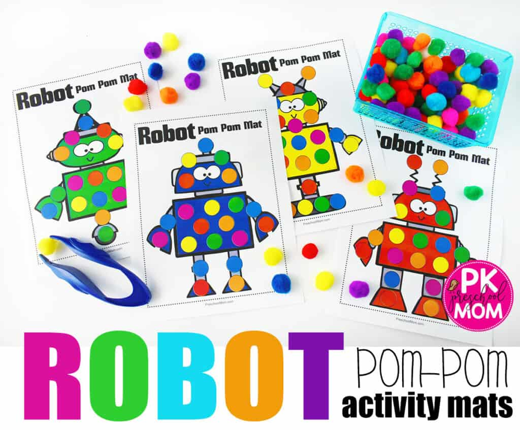 Robot Pom-Pom Mats - Preschool Mom intended for Free Printable Pom Pom Mats