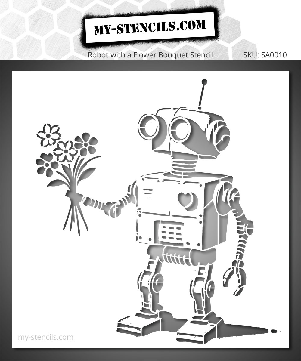 Robot Street Art Style Stencil - Perfect For Bold Canvases And Murals regarding Printable Street Art Stencils