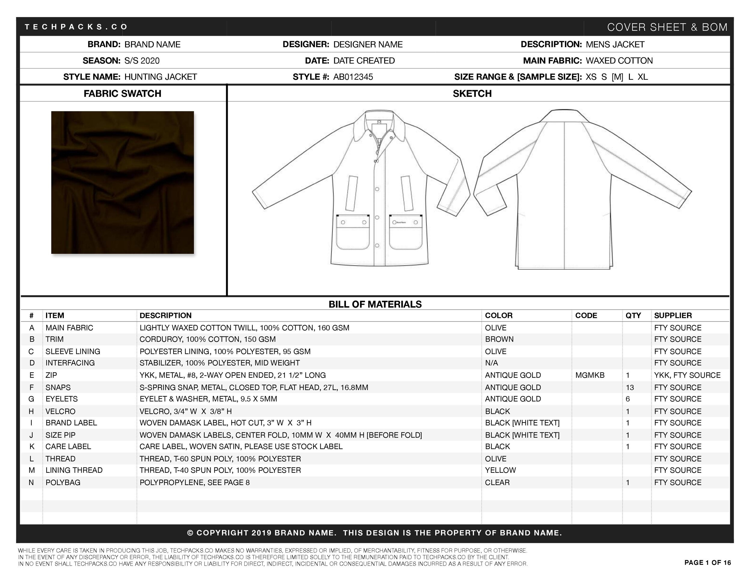 Sample Tech Pack - Free Pdf Download — Techpacks.co inside Free Tech Pack Template