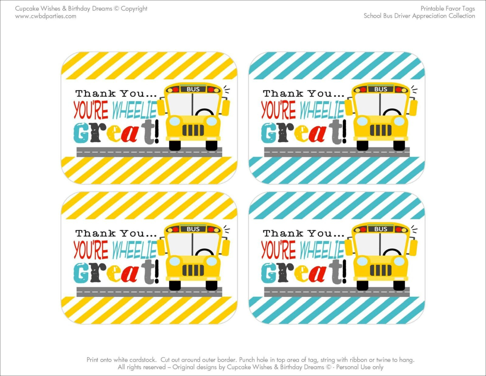 School Bus Driver Appreciation Free Printables {Teacher within Bus Driver Cards Free Printables