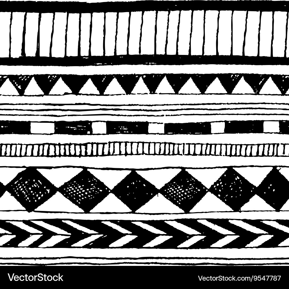 Seamless Hand-Draw Tribal Ink Pattern Royalty Free Vector throughout Free Printable Tribal Patterns