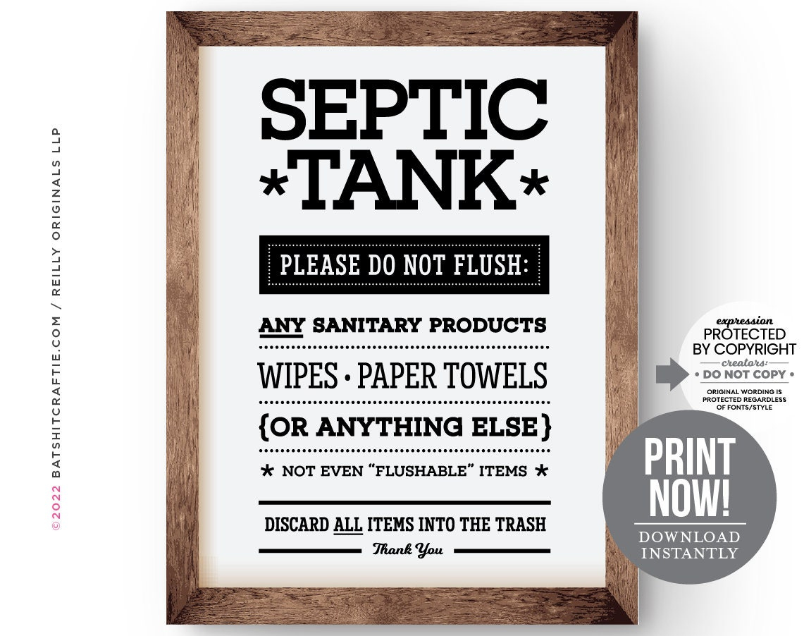 Septic Tank Bathroom Sign Instant Download Printable System Do Not in Free Printable Septic Signs