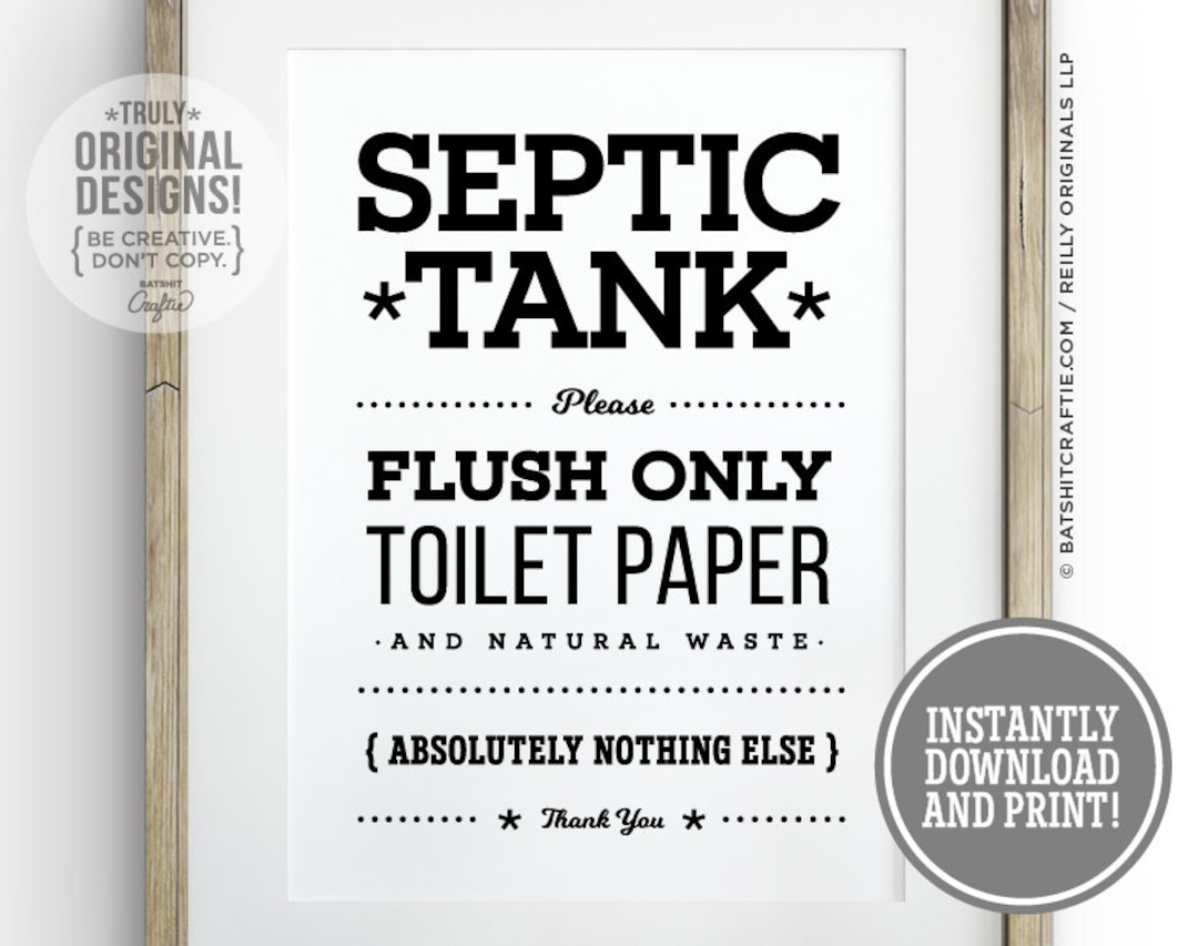 Septic Tank Bathroom Sign Instant Printable System Do Not Flush within Free Printable Septic Signs