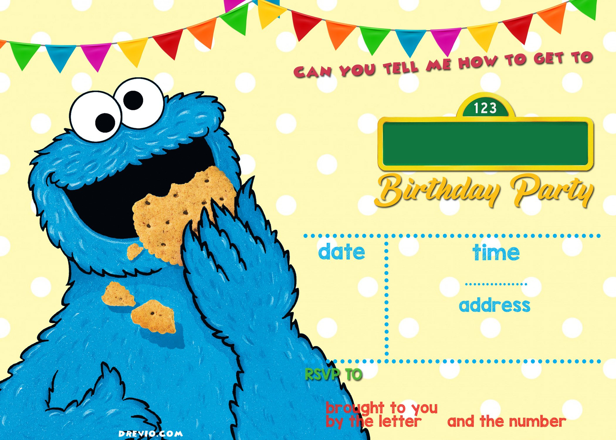 Sesame Street Birthday Invitations Online with Free Printable Cookie Monster Birthday Cards