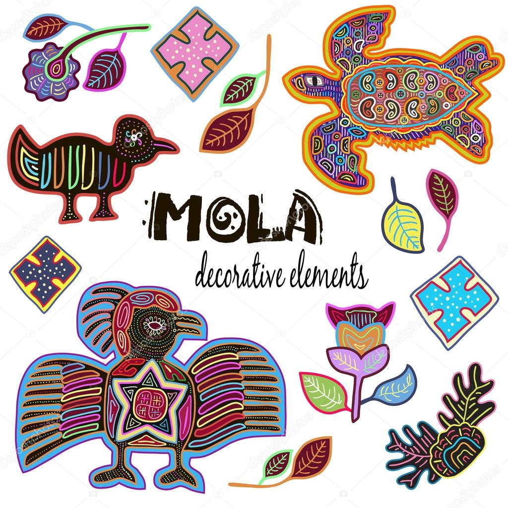 Set Of Decorative Ethnic Elements. Mola Style Design. Antique with regard to Free Printable Mola Patterns