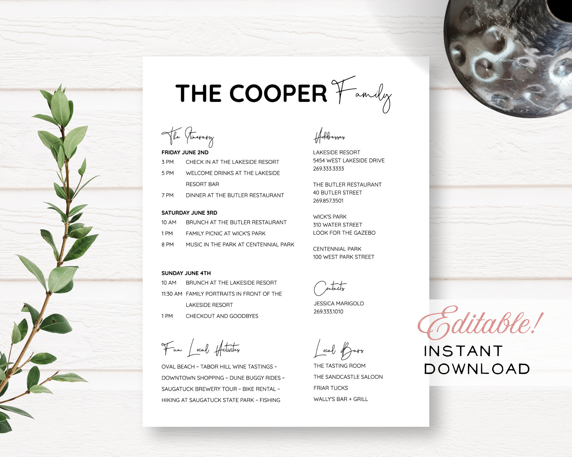 Simple Family Reunion Editable Customizable Event Itinerary + with Family Reunion Itinerary Template Free