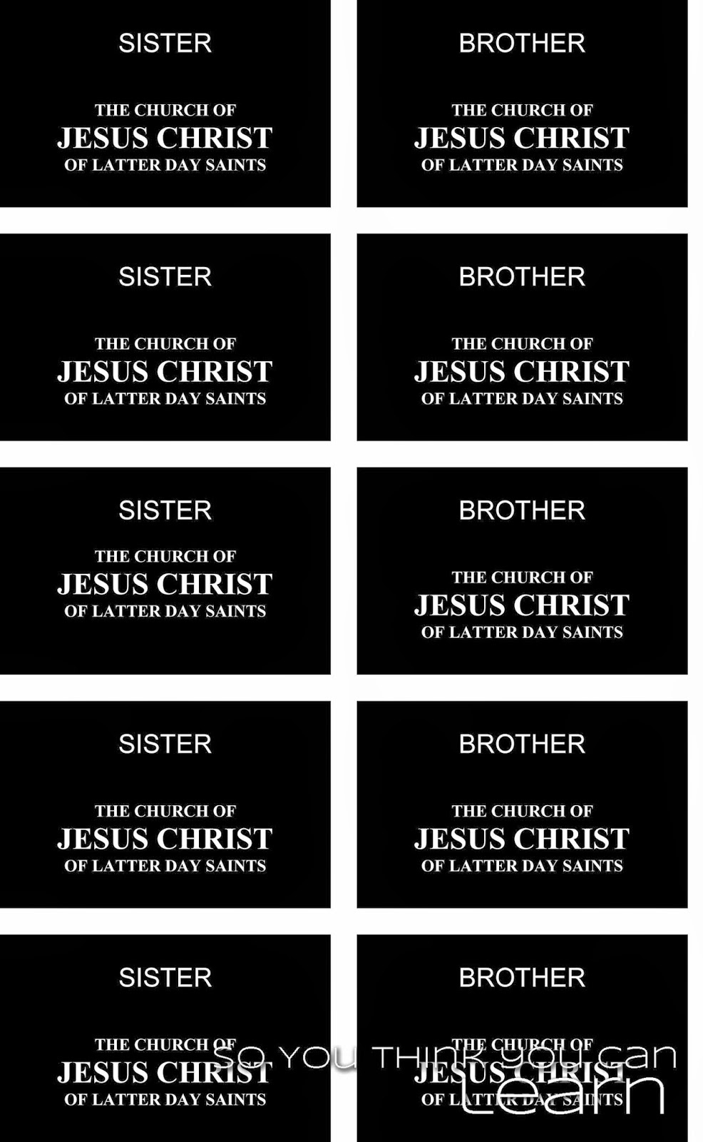 So You Think You Can Learn: Primary Activity - Missionary Training pertaining to Free Printable Missionary Tags