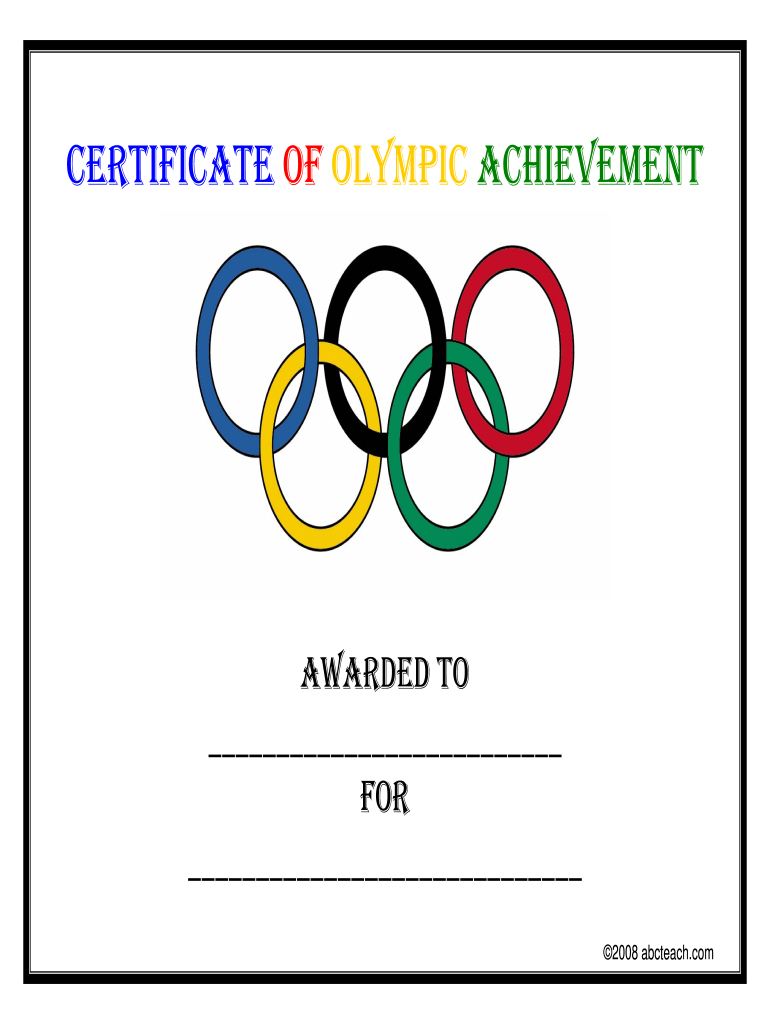 Special Olympics Certificate Template - Fill Online, Printable inside Free Printable Olympic Certificates