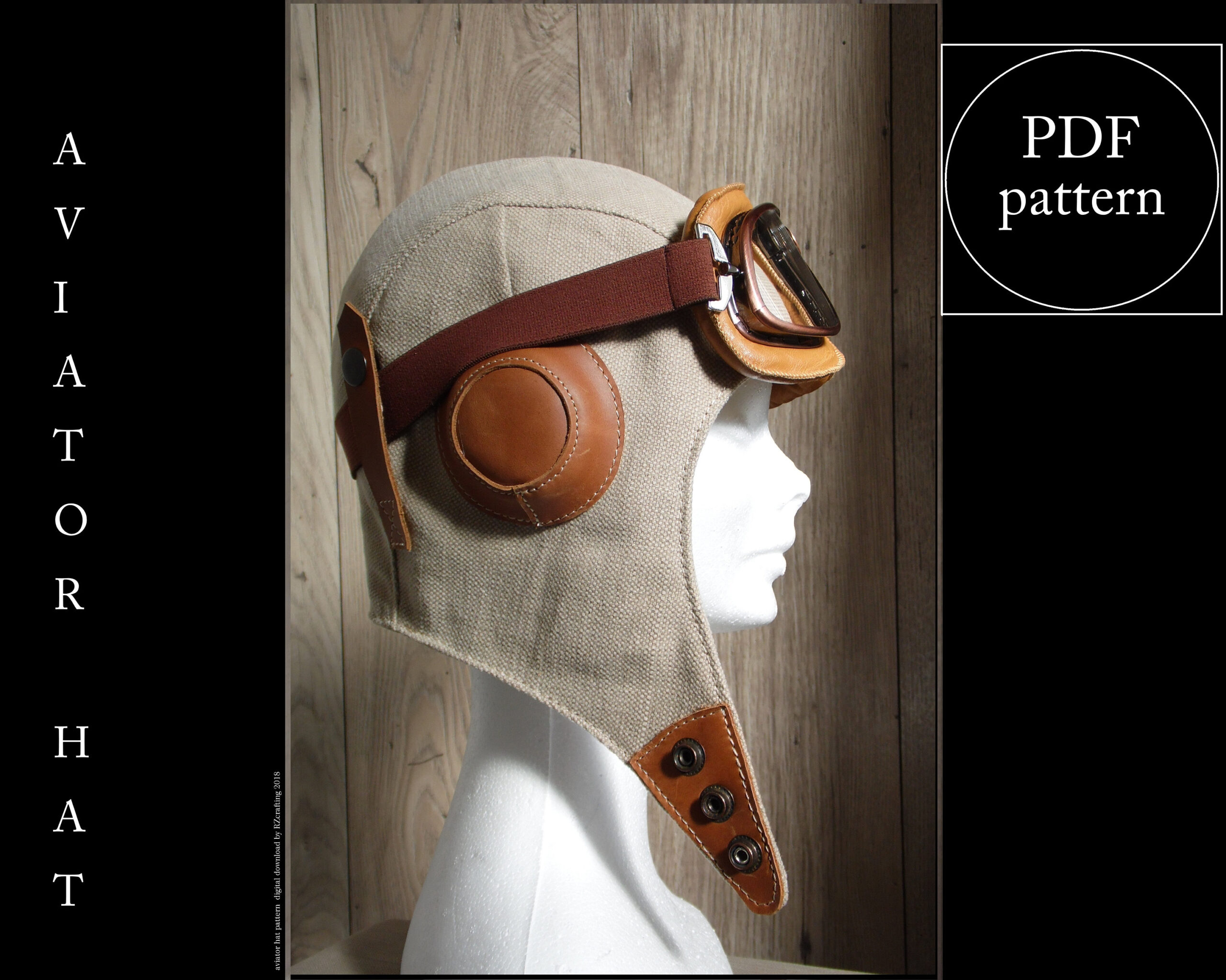Spitfire Aircraft Inspired Aviator Hat – Digital Pdf Pattern for Printable Aviator Hat Pattern Free