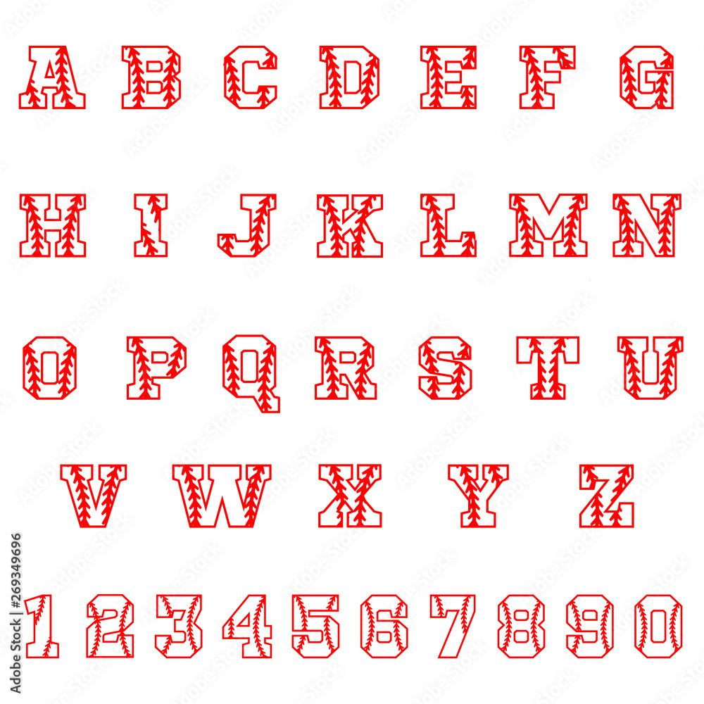 Sport Alphabet Letters And Numbers On White Background. Vintage intended for Free Printable Baseball Alphabet Letters