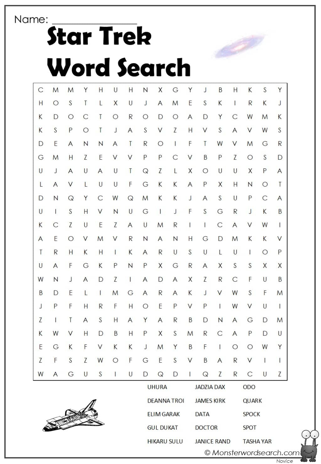 Star Trek Word Search - Monster Word Search pertaining to Free Star Trek Printables