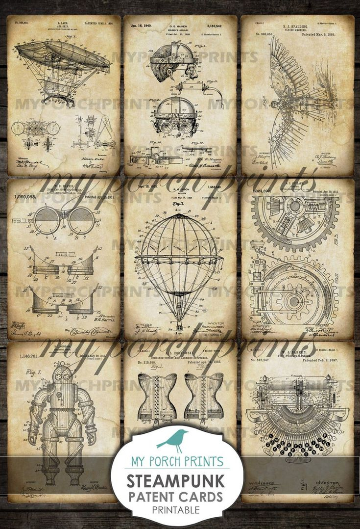 Steampunk Cards, Pocket Letter, Patent, Kit, Card, Junk Journal with Free Pocket Letter Printables
