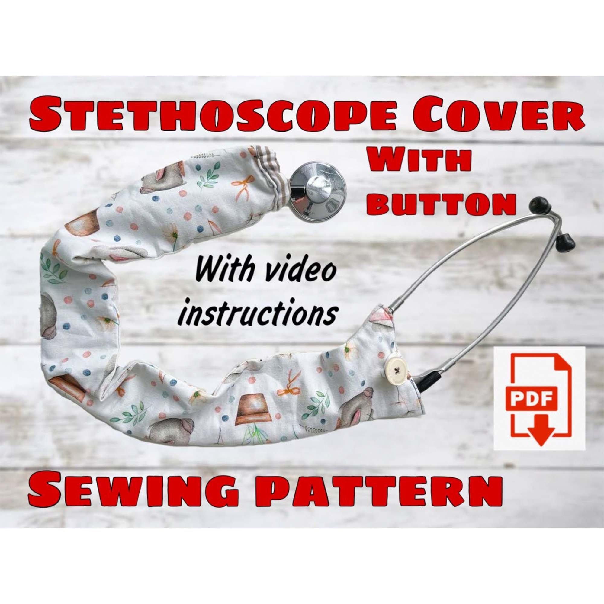 Stethoscope Cover With Button Sewing Pattern Style 2 With Video in Free Printable Stethoscope Cover Pattern