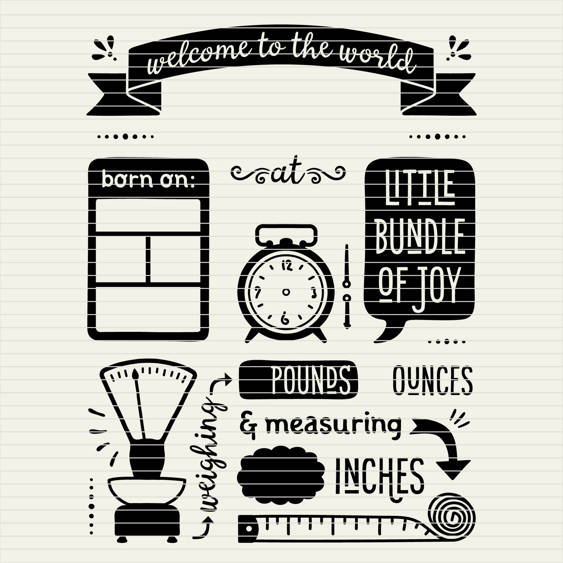 Svg Birth Stats Template Svg Geburtsanzeige Svg Baby Stats Svg intended for Free Birth Stats Template Svg