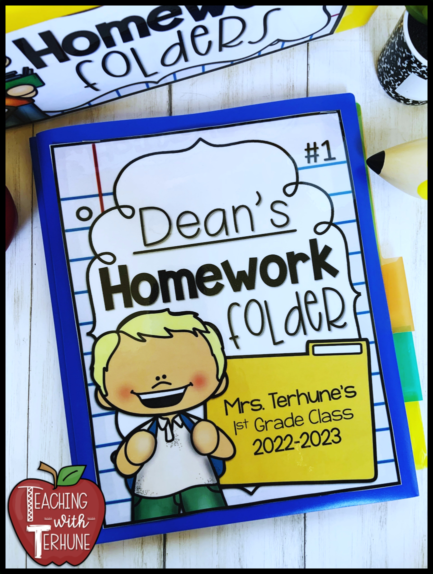 Teaching With Terhune: Homework Folders in Free Printable Homework Folder Cover