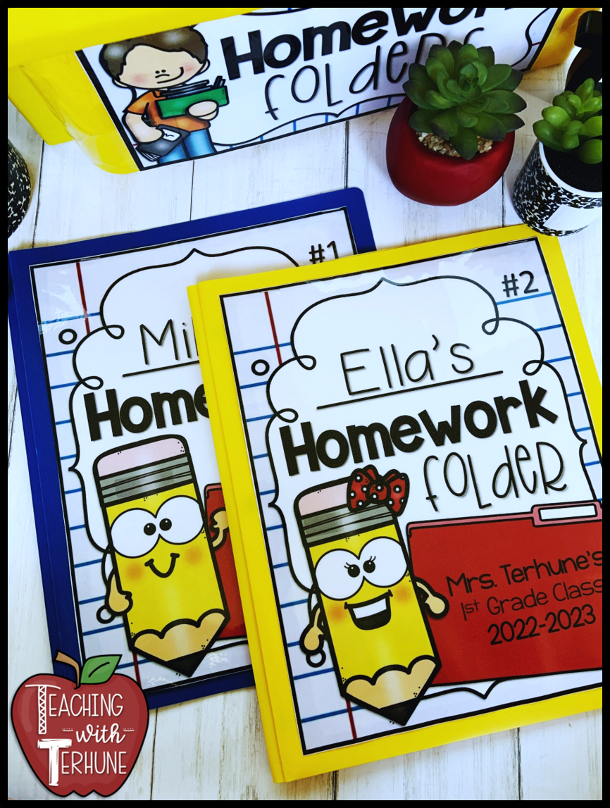 Teaching With Terhune: Homework Folders intended for Free Printable Homework Folder Cover