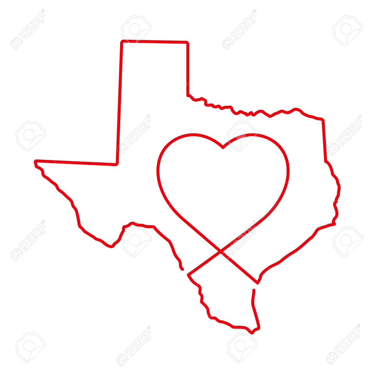 Texas Us State Red Outline Map With The Handwritten Heart Shape inside Free Small Printable Patterns of Texas