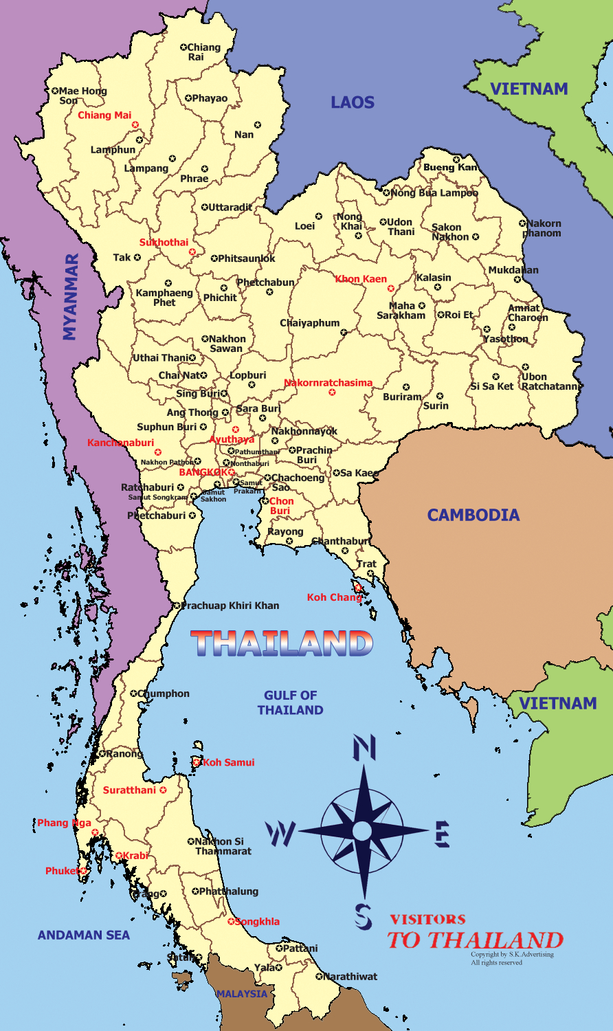Thai Map regarding Free Printable Map of Thailand