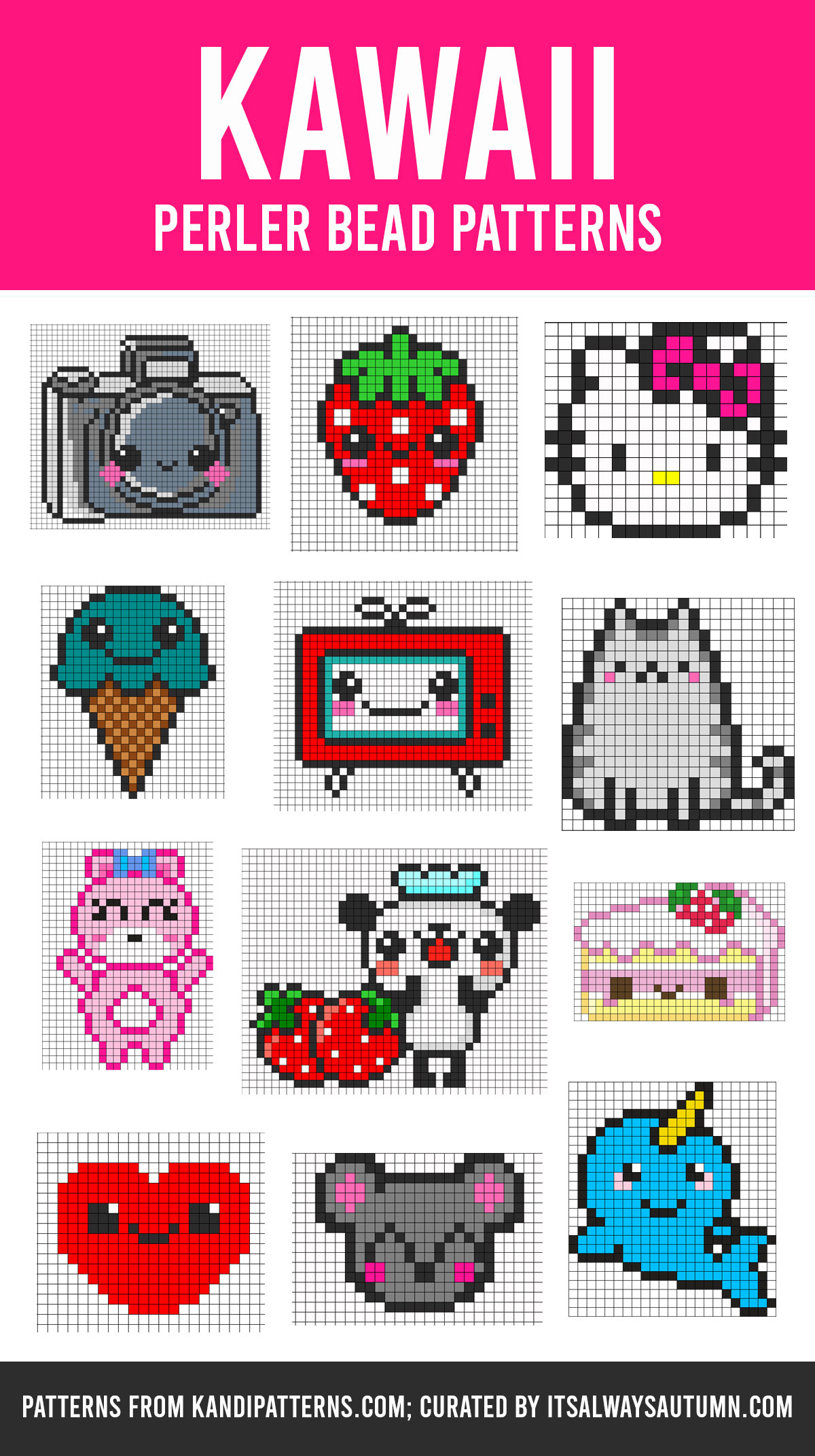 The Giant List Of Perler Bead Patterns {Fuse Beads, Melty Beads pertaining to Perler Beads Patterns Free Printable