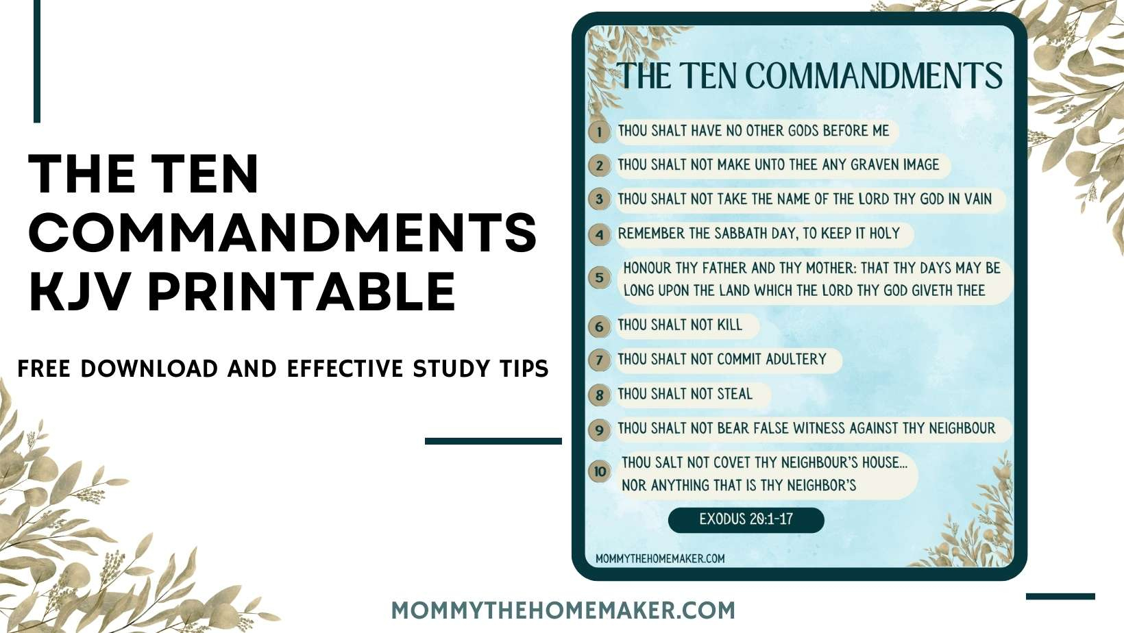 The Ten Commandments Kjv (Free Printable Pdf) - Mommy The Homemaker pertaining to 10 Commandments Free Printable