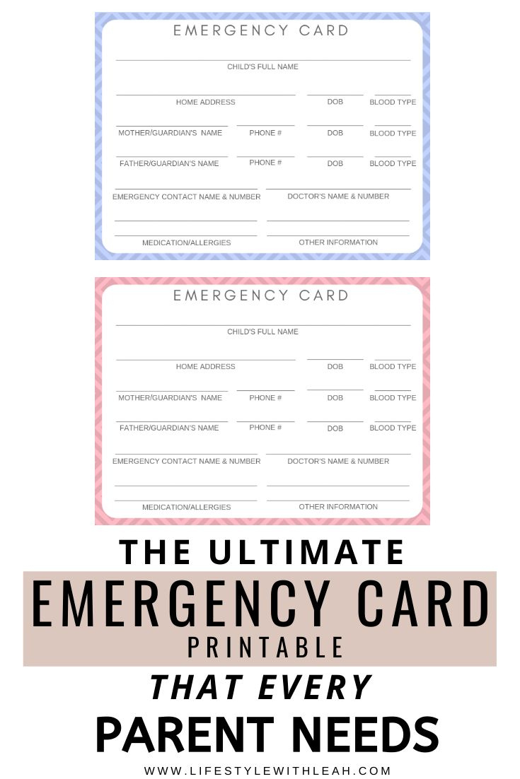 The Ultimate Emergency Card Printable That Every Parent Needs with regard to Free Emergency Card Template