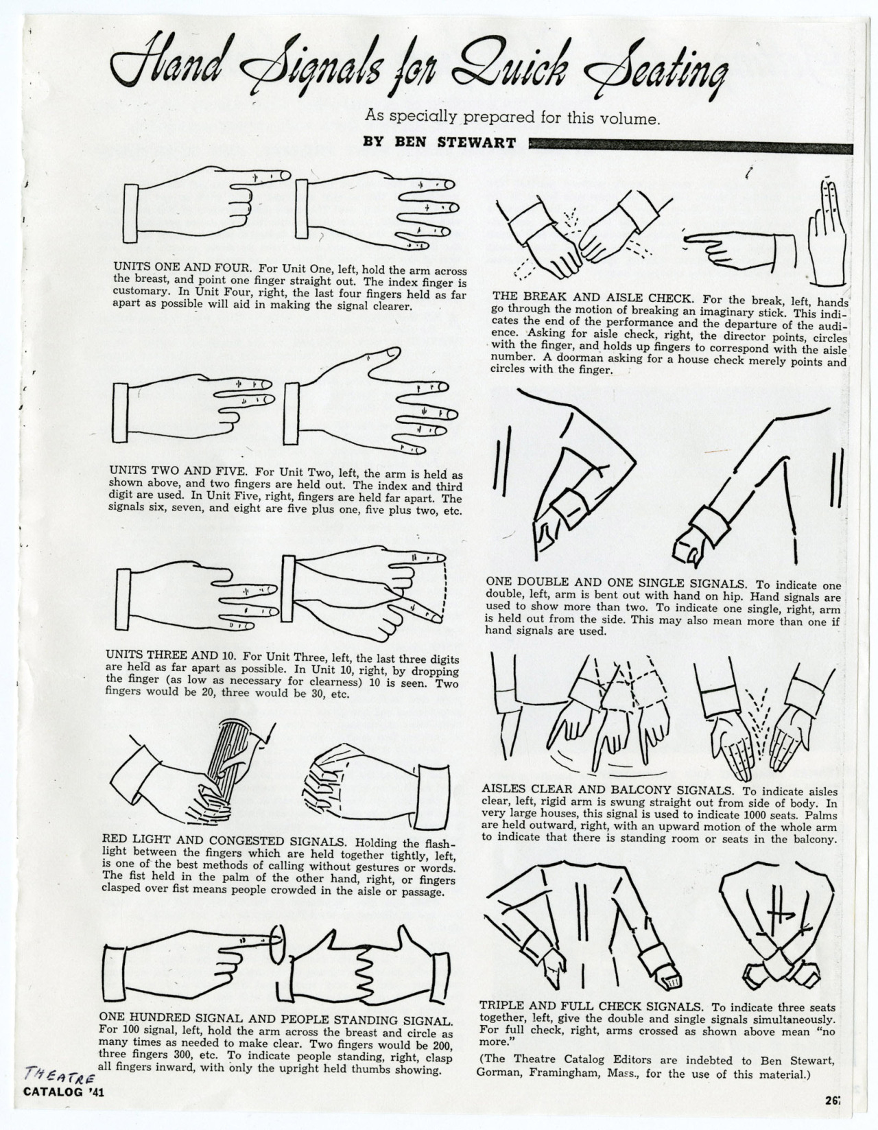 Theatre Historical Society Of America — Right This Way, Please throughout Free Printable Church Usher Hand Signals