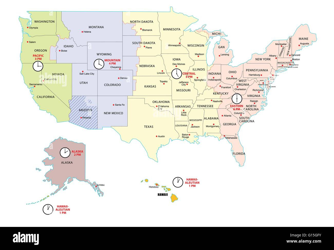 Time Zones America Map Hi-Res Stock Photography And Images - Alamy inside Free Printable Us Time Zone Map With State Names