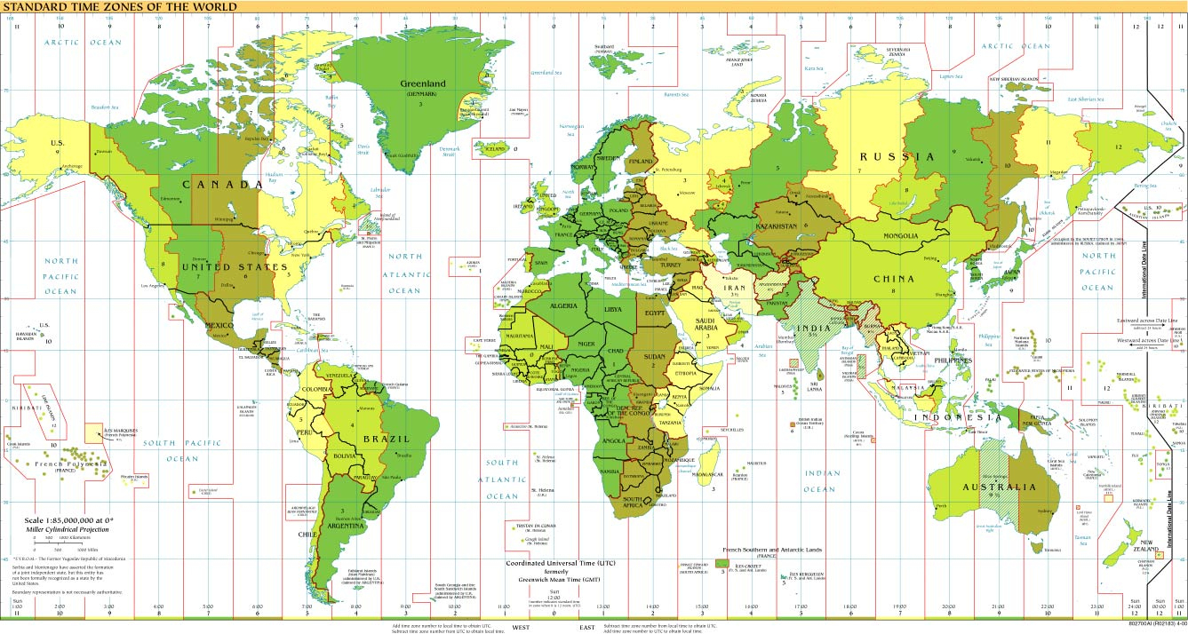 Time Zones Of The World Map (Large Version) throughout World Map Time Zones Printable Free