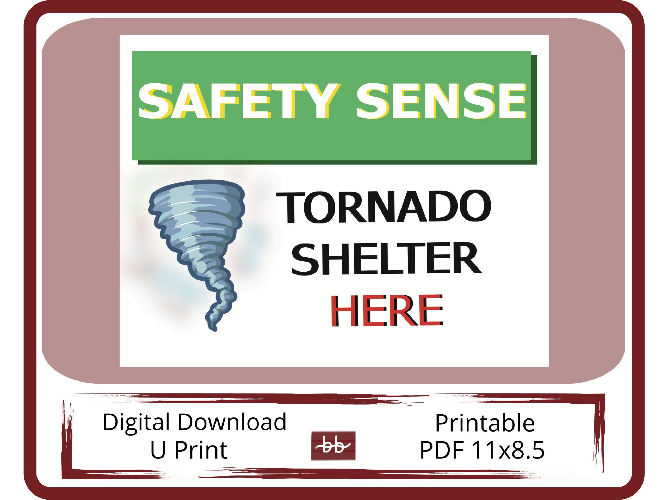 Tornado Shelter Here Sign 8.5 X 11 Easily Printable Pdf File inside Free Printable Tornado Shelter Signs