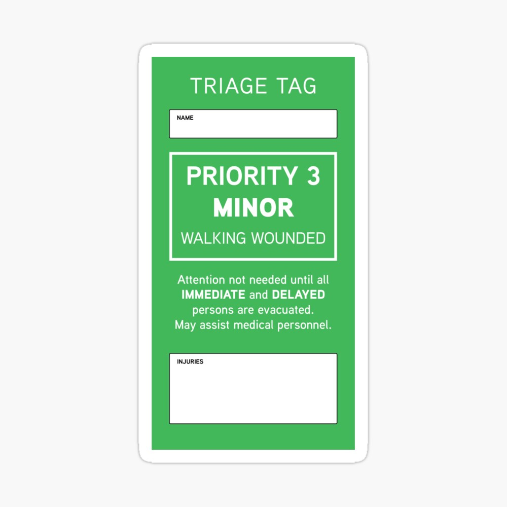 Triage Tag: Minor&amp;quot; Poster For Saleincapability | Redbubble inside Free Printable Triage Tags