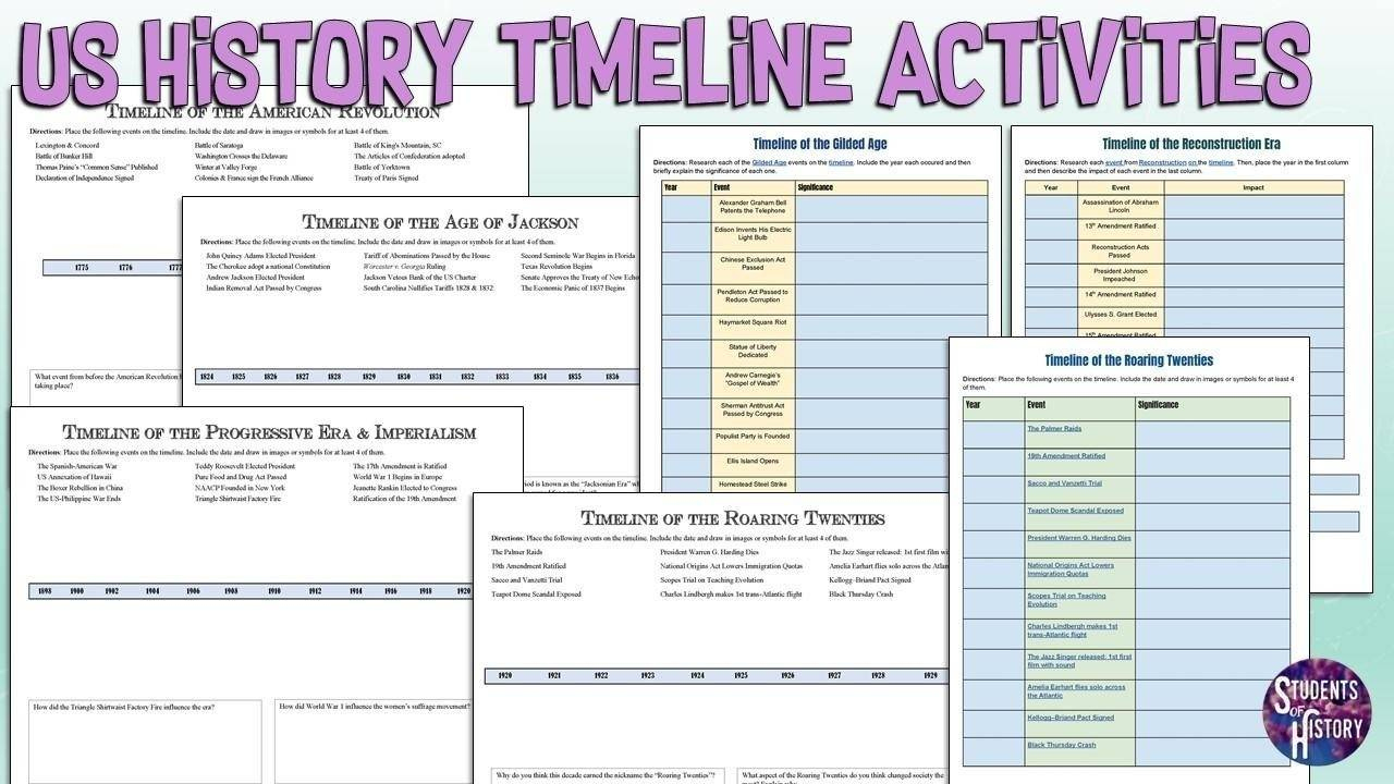 Us History Printable Timeline Activities intended for Free Printable Timeline of Us History