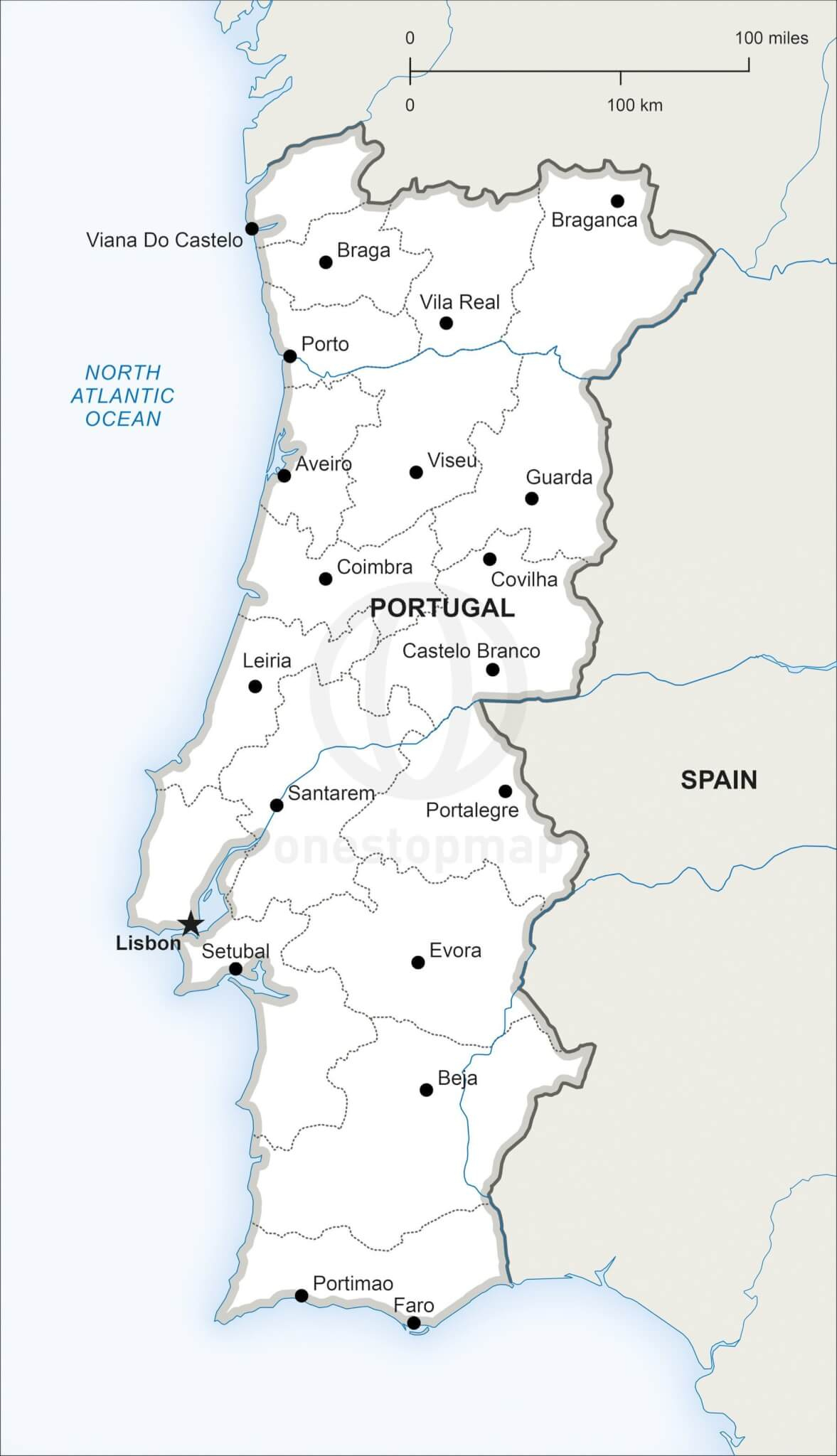 Vector Map Of Portugal Political | One Stop Map inside Free Printable Map Of Portugal