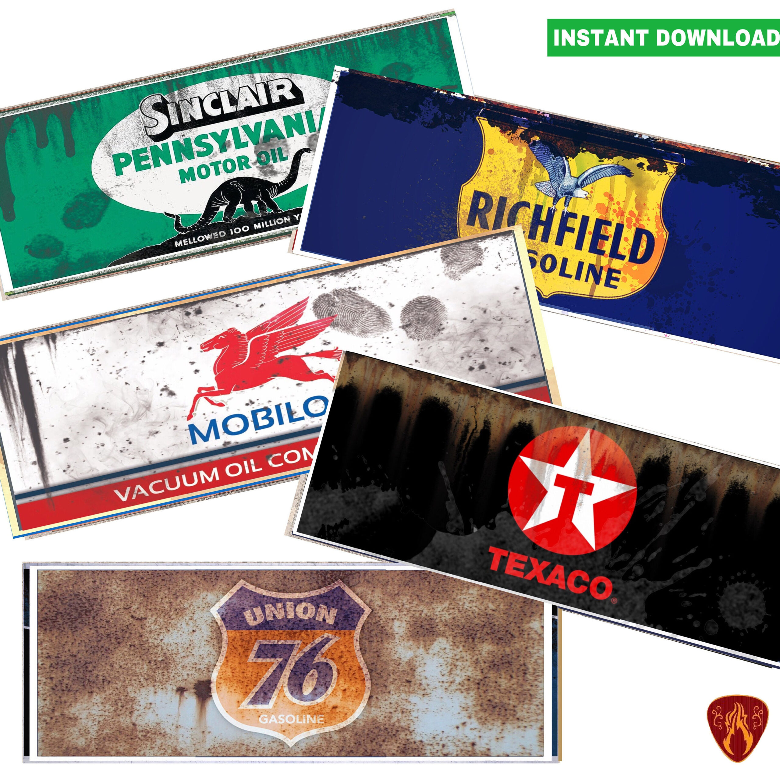 Vintage Motor Oil Can Labels Set Of 5 Printable Digital Prints throughout Free Printable Oil Can Labels